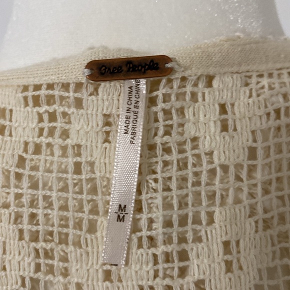 Free People Ivory Crochet Vest with Fringe and Hood - Picture 8 of 9